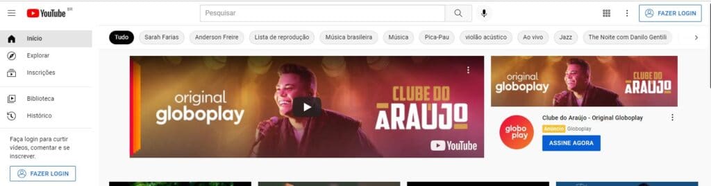 criar canal no youtube